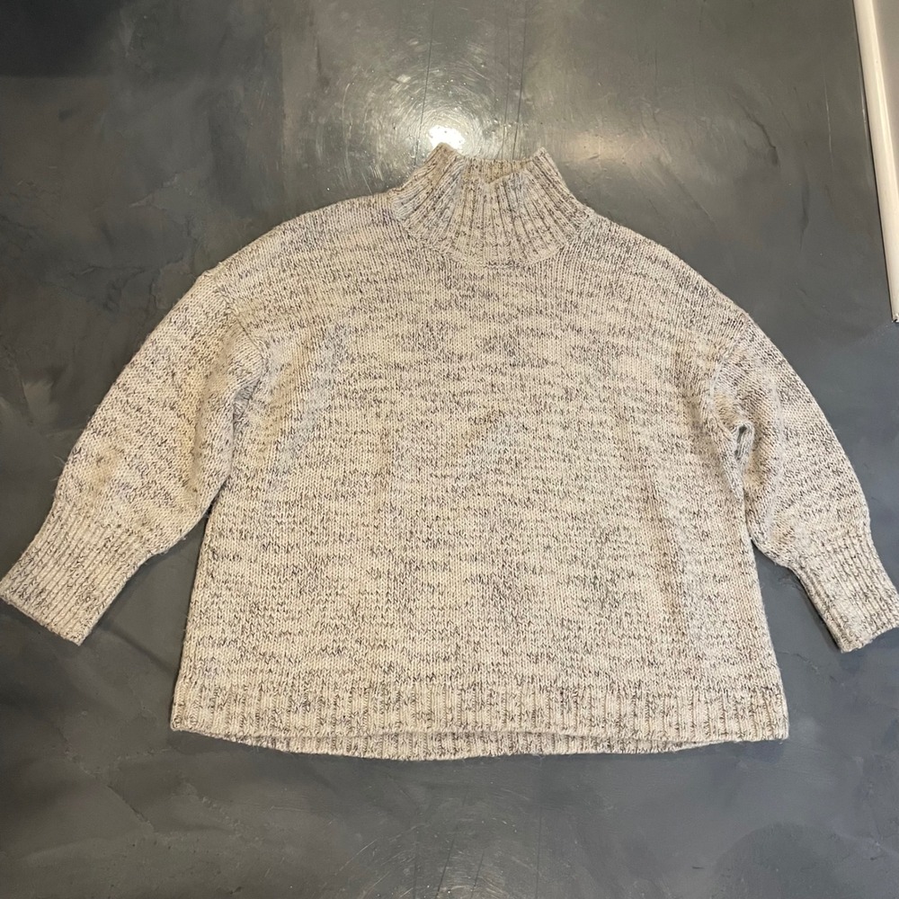 Pure Jill J Jill Womens‎ XL Mock Neck Marled Knit Sweater Oatmeal Grey Cozy